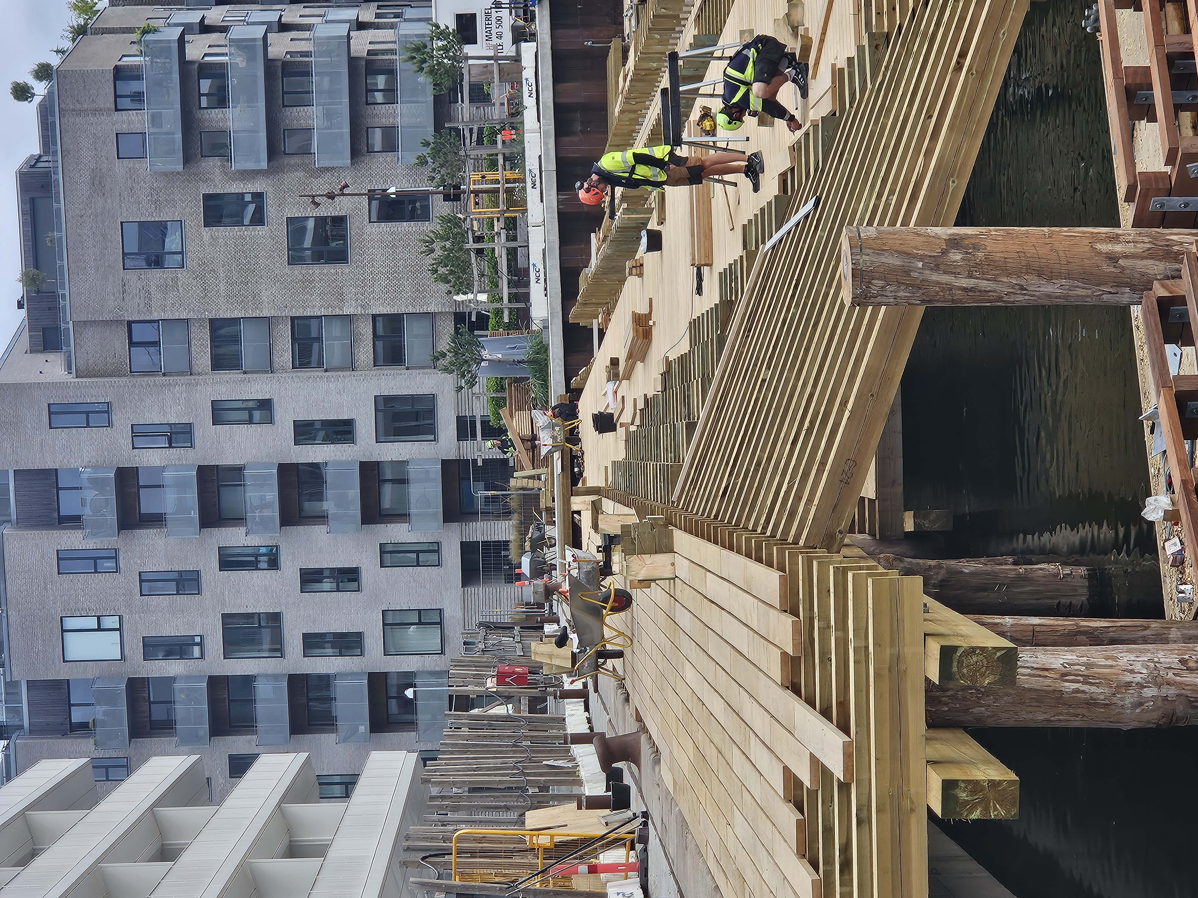 European Oak decking boards staged for shipment