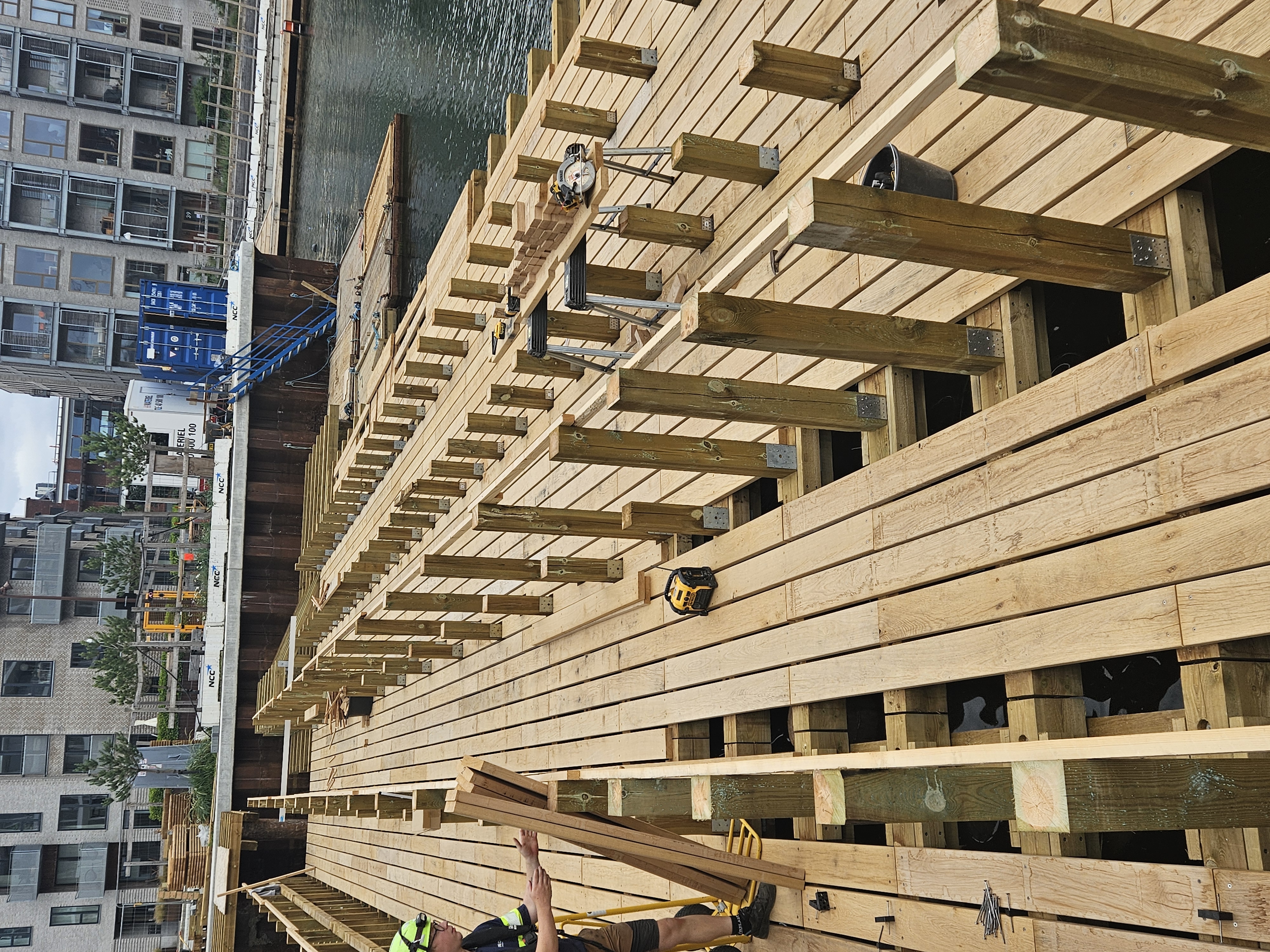 European Oak decking boards bundled and labelled